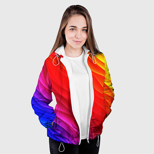 Женская куртка Абстрактные волны текстура / 3D-Белый – фото 3