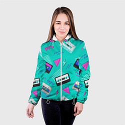 Куртка с капюшоном женская Бирюзовая кассета из 90-х, цвет: 3D-белый — фото 2