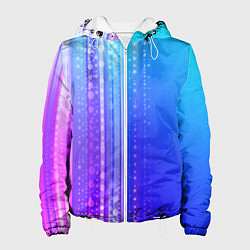 Куртка с капюшоном женская Неоновая абстракция полосы, цвет: 3D-белый