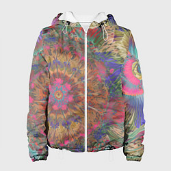 Куртка с капюшоном женская Калейдоскоп красок, цвет: 3D-белый