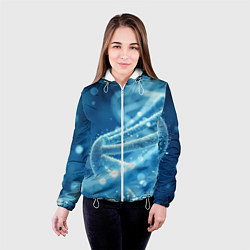 Куртка с капюшоном женская Днк в синем свечении, цвет: 3D-белый — фото 2