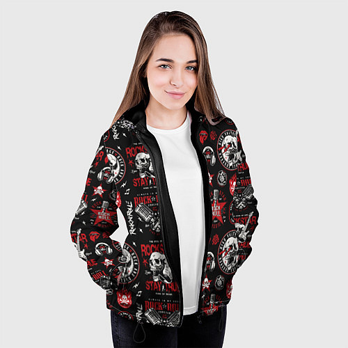 Женская куртка High voltage rock and roll forever / 3D-Черный – фото 3