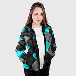 Куртка с капюшоном женская Абстрактные кубы, цвет: 3D-черный — фото 2