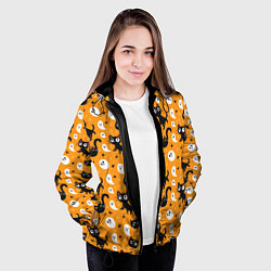 Куртка с капюшоном женская Паттерн с черными кошками, цвет: 3D-черный — фото 2
