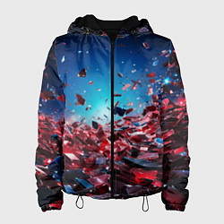 Куртка с капюшоном женская Осколки плит в движении, цвет: 3D-черный