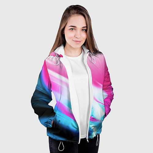 Женская куртка Неоновые краски градиент / 3D-Белый – фото 3