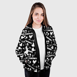 Куртка с капюшоном женская Fortnite black pattern, цвет: 3D-черный — фото 2