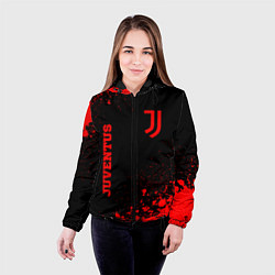 Куртка с капюшоном женская Juventus - red gradient вертикально, цвет: 3D-черный — фото 2