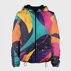 Куртка с капюшоном женская Космос яркая абстракция, цвет: 3D-черный