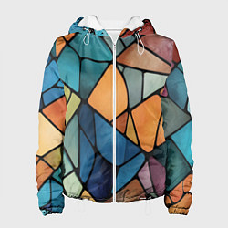 Куртка с капюшоном женская Мозаика цветное стекло, цвет: 3D-белый