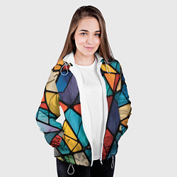 Куртка с капюшоном женская Цветное стекло витраж, цвет: 3D-белый — фото 2