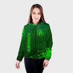 Куртка с капюшоном женская Aerosmith - green gradient вертикально, цвет: 3D-черный — фото 2