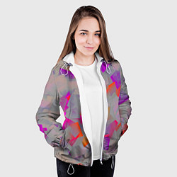 Куртка с капюшоном женская Розово-фиолетовые осколки, цвет: 3D-белый — фото 2
