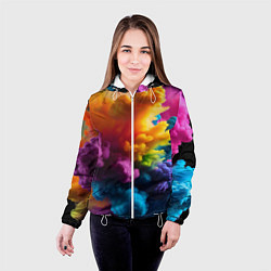 Куртка с капюшоном женская Взрыв разноцветных облаков, цвет: 3D-белый — фото 2