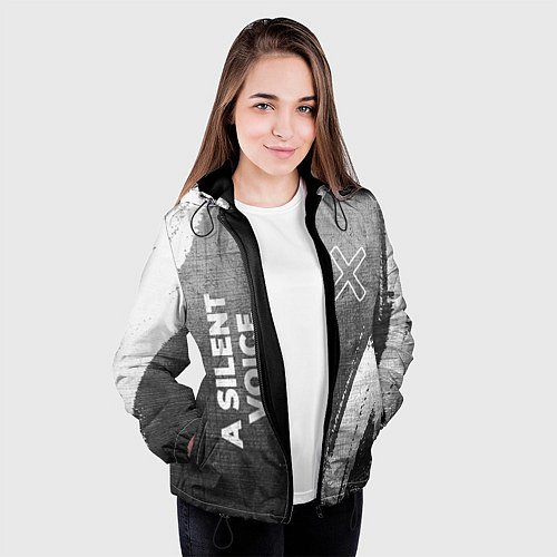 Женская куртка A Silent Voice - grey gradient вертикально / 3D-Черный – фото 3