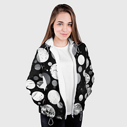 Куртка с капюшоном женская Круги на темном фоне, цвет: 3D-белый — фото 2