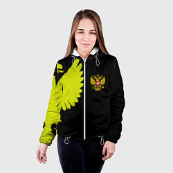 Куртка с капюшоном женская Герб РФ орёл, цвет: 3D-белый — фото 2