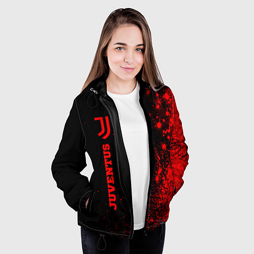 Женская куртка Juventus - red gradient по-вертикали / 3D-Черный – фото 3