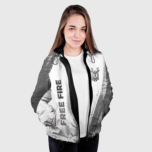 Женская куртка Free Fire - white gradient вертикально / 3D-Черный – фото 3