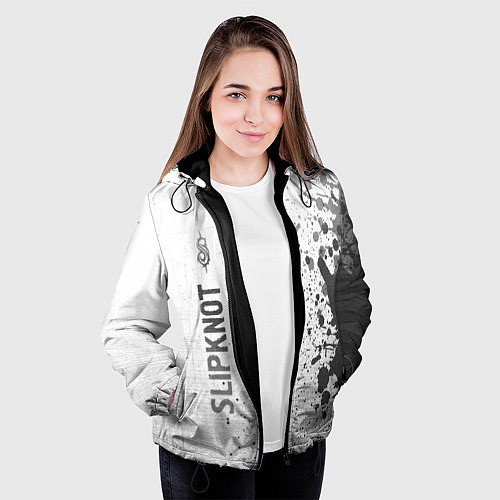 Женская куртка Slipknot - white gradient по-вертикали / 3D-Черный – фото 3
