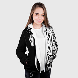 Куртка с капюшоном женская Языческий кельтский орнамент тату, цвет: 3D-белый — фото 2