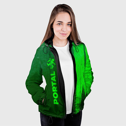 Женская куртка Portal - green gradient по-вертикали / 3D-Черный – фото 3