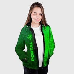 Куртка с капюшоном женская Portal - green gradient по-вертикали, цвет: 3D-черный — фото 2