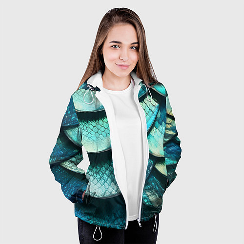 Женская куртка Чешуя крупной рыбы / 3D-Белый – фото 3