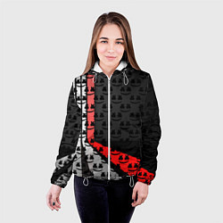 Куртка с капюшоном женская Marshmello pattern, цвет: 3D-белый — фото 2