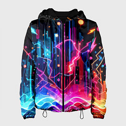 Куртка с капюшоном женская Neon fantasy - ai art, цвет: 3D-черный