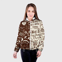 Куртка с капюшоном женская Lil peep retro pattern, цвет: 3D-белый — фото 2