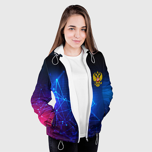Женская куртка Герб РФ абстракция текстура / 3D-Белый – фото 3