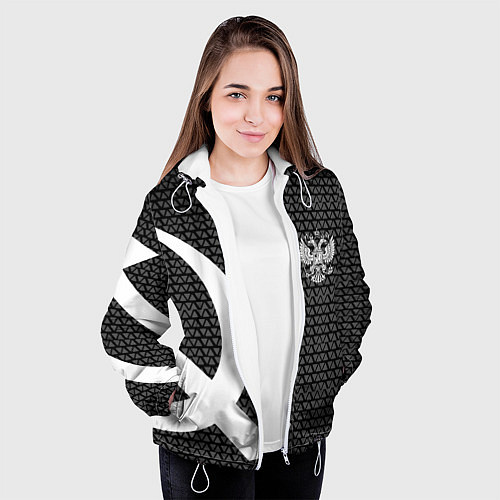 Женская куртка Герб РФ паттерн стиль ссср / 3D-Белый – фото 3
