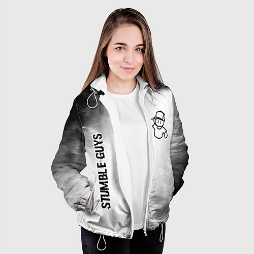 Женская куртка Stumble Guys glitch на светлом фоне вертикально / 3D-Белый – фото 3
