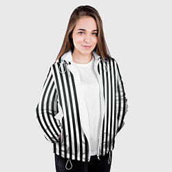 Куртка с капюшоном женская Полоски - Битлджус, цвет: 3D-белый — фото 2