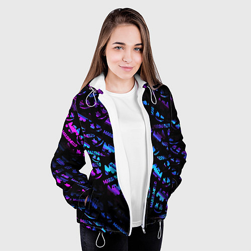 Женская куртка Marshmello neon club / 3D-Белый – фото 3