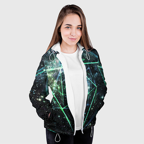 Женская куртка Космические линии звезды / 3D-Белый – фото 3