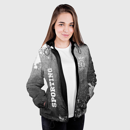 Женская куртка Sporting - grey gradient вертикально / 3D-Черный – фото 3
