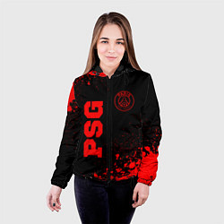Куртка с капюшоном женская PSG - red gradient вертикально, цвет: 3D-черный — фото 2