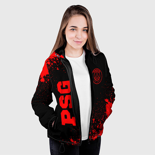Женская куртка PSG - red gradient вертикально / 3D-Черный – фото 3