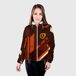 Куртка с капюшоном женская Half life geometry steel metal, цвет: 3D-белый — фото 2