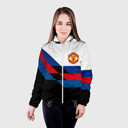 Куртка с капюшоном женская Манчестер Юнайтед спорт текстура, цвет: 3D-белый — фото 2