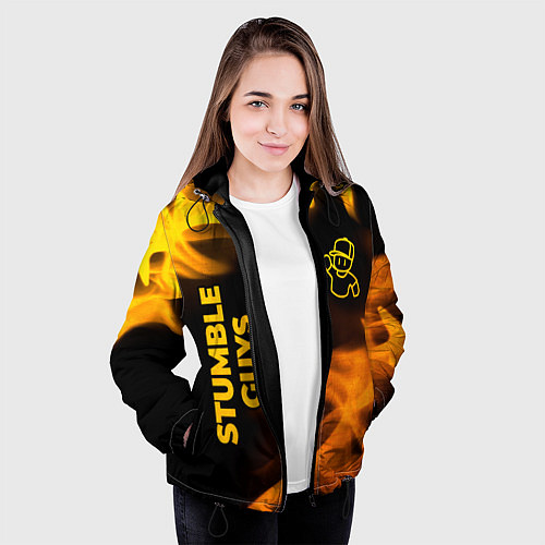Женская куртка Stumble Guys - gold gradient вертикально / 3D-Черный – фото 3
