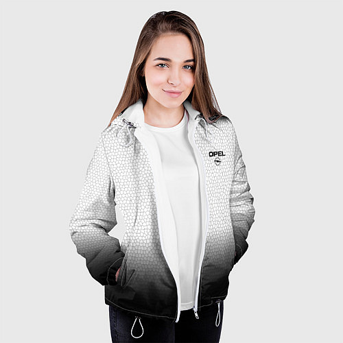 Женская куртка Opel с эмблемой градиент чёрно-белый / 3D-Белый – фото 3