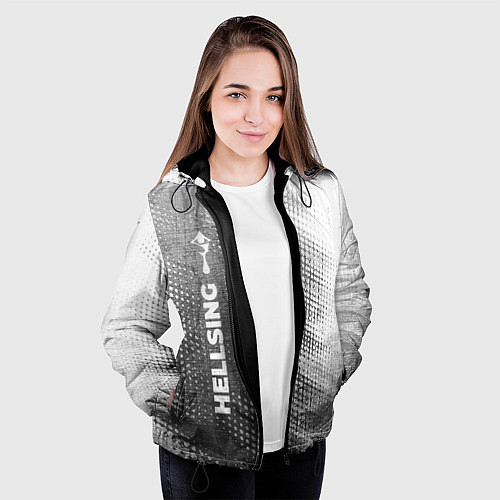 Женская куртка Hellsing - grey gradient по-вертикали / 3D-Черный – фото 3