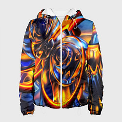 Куртка с капюшоном женская Жидкие краски фрактал, цвет: 3D-белый