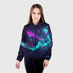 Куртка с капюшоном женская Неоновые краски абстракция, цвет: 3D-черный — фото 2