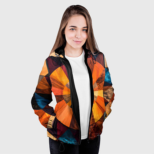 Женская куртка Круговая мозайка / 3D-Черный – фото 3