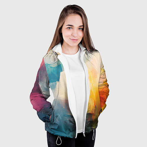 Женская куртка Живопись мазками / 3D-Белый – фото 3