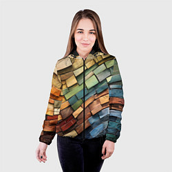 Куртка с капюшоном женская Волнистая мозаика, цвет: 3D-черный — фото 2